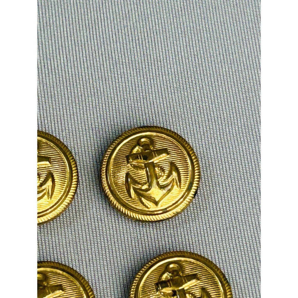 U.S. Navy Military Vintage Small Metal Gold Tone Anchor Buttons Set Of 4 - Picture 4 of 16